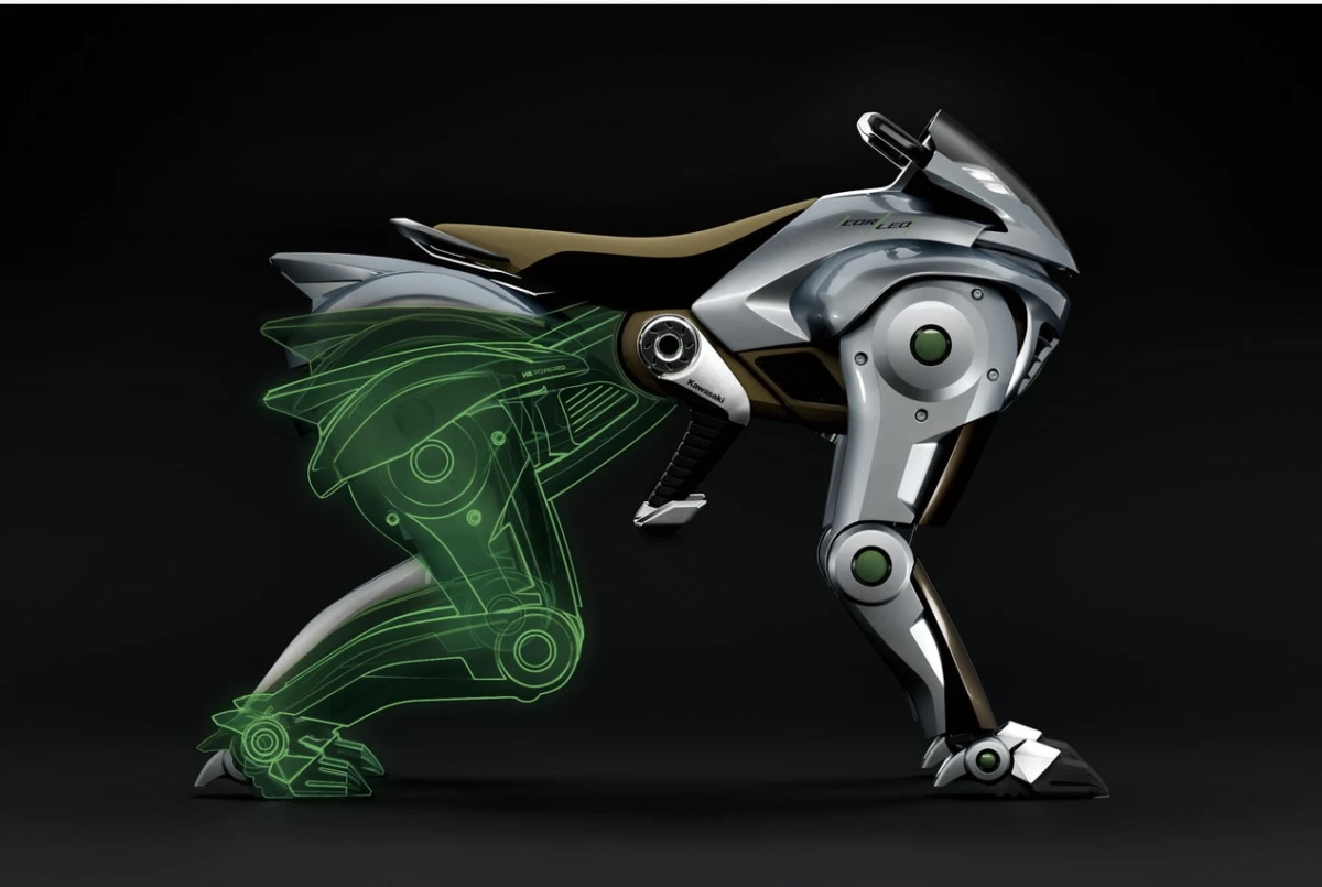 Siurrealistinė ateitis keliauja į Milaną: „Kawasaki“ artėjančioje EICMA parodoje pristatys keturkojį robotą-motociklą „CORLEO“