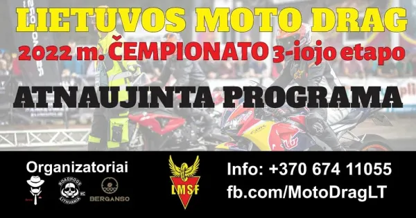 Į Kazlų Rudą kviečia Moto Drag čempionato III etapo varžybos