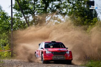 Testiniame „CBet Rally Rokiškis“ greičio ruože į priekį šovė M.Samsonas ir E.Snitkas